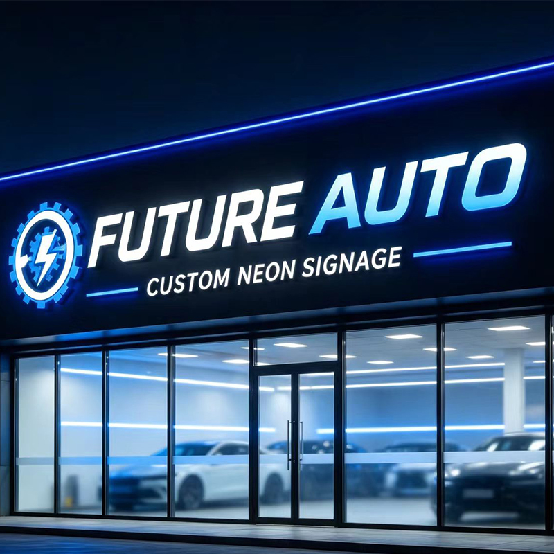 Auto Repair Shop Logo Design - Letrero Luminoso LED 3D Personalizado, Resistente