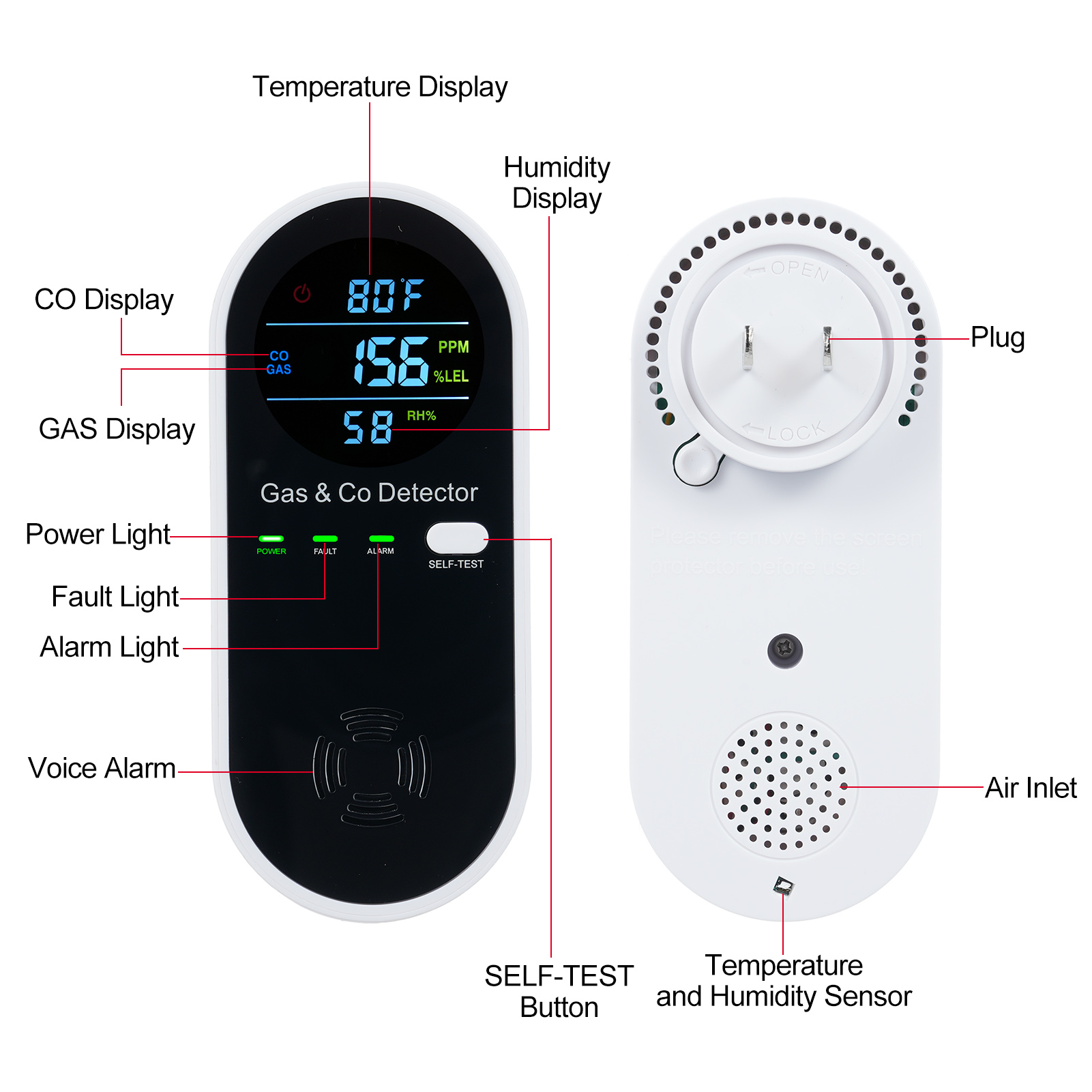 Alarma de monitor de CO 4 en 1 - Smoke Leak Detector reseña y precio
